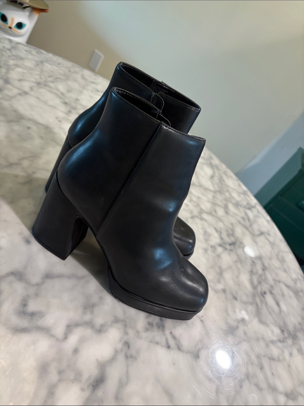 Madden Girl Black Platform Block Heel Ankle Boots